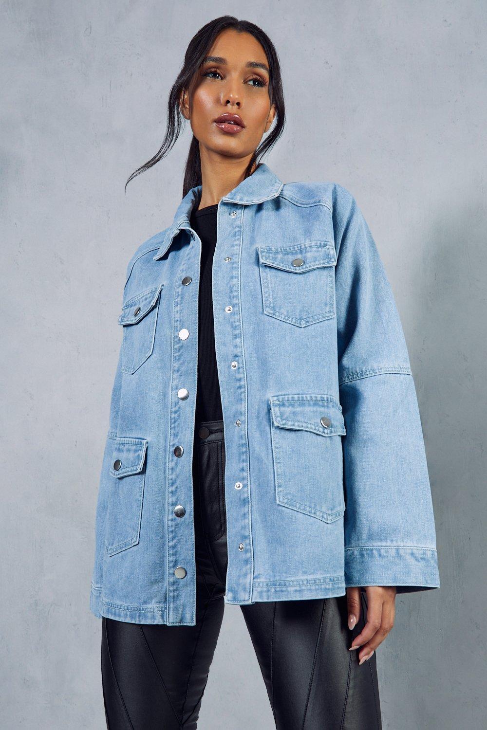 Blue oversized best sale denim jacket missguided